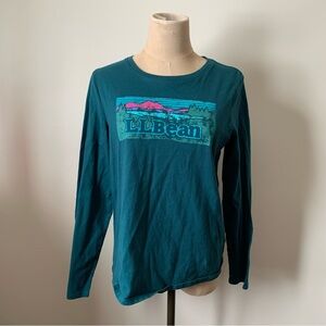 L.L. Bean Mountain Range Dark Greenish Blue Long Sleeve Shirt